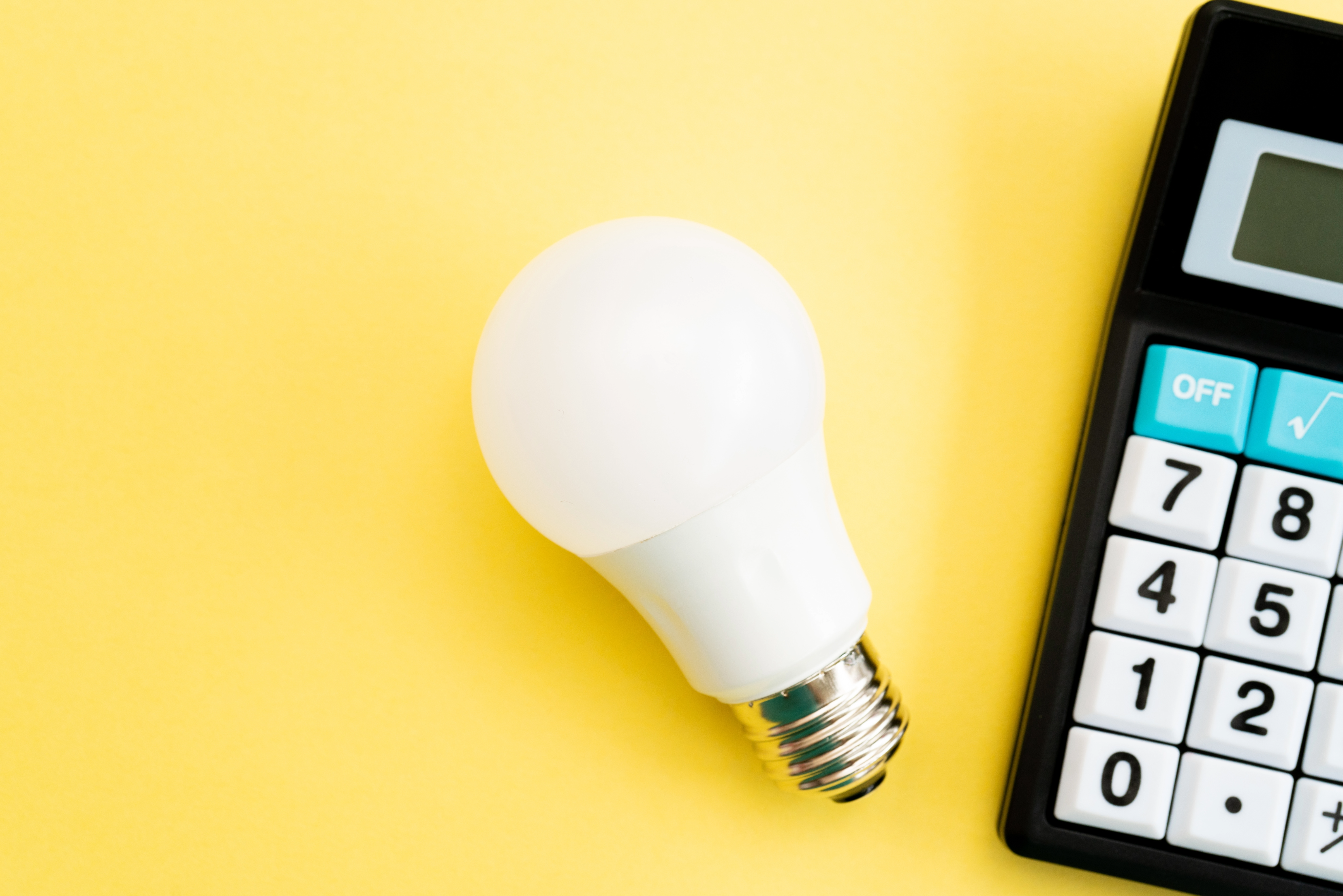 Light bulb with a calculator.